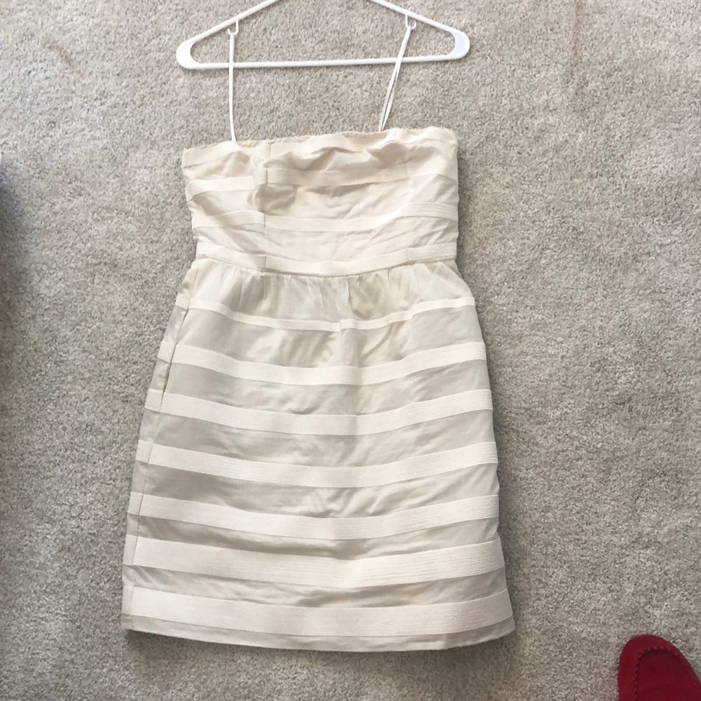 J.Crew strapless cream dress with pockets!